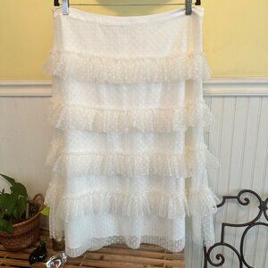 Rachel Parcell White Tiered Ruffle Skirt